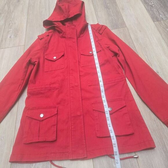 Market & Spruce red jacket Kathleen Cargo coat  size small - Picture 6 of 13